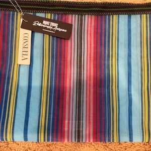 Consuela Multicolor Striped Mesh Pouch 12”x14”